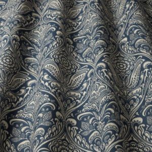 Hathaway in Indigo, wood print fabric